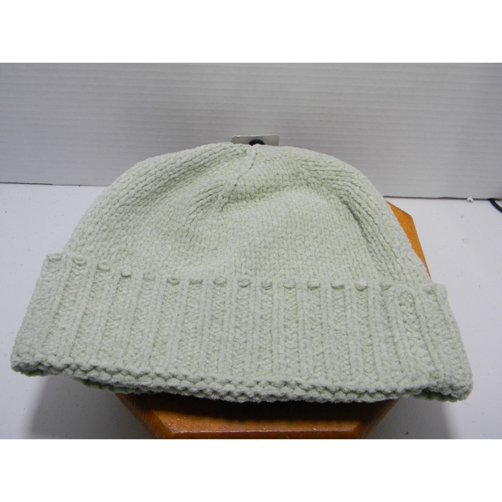 Womens Sage Green Chenille Knit Beanie Cuffed Winter Hat One Size Soft Cozy